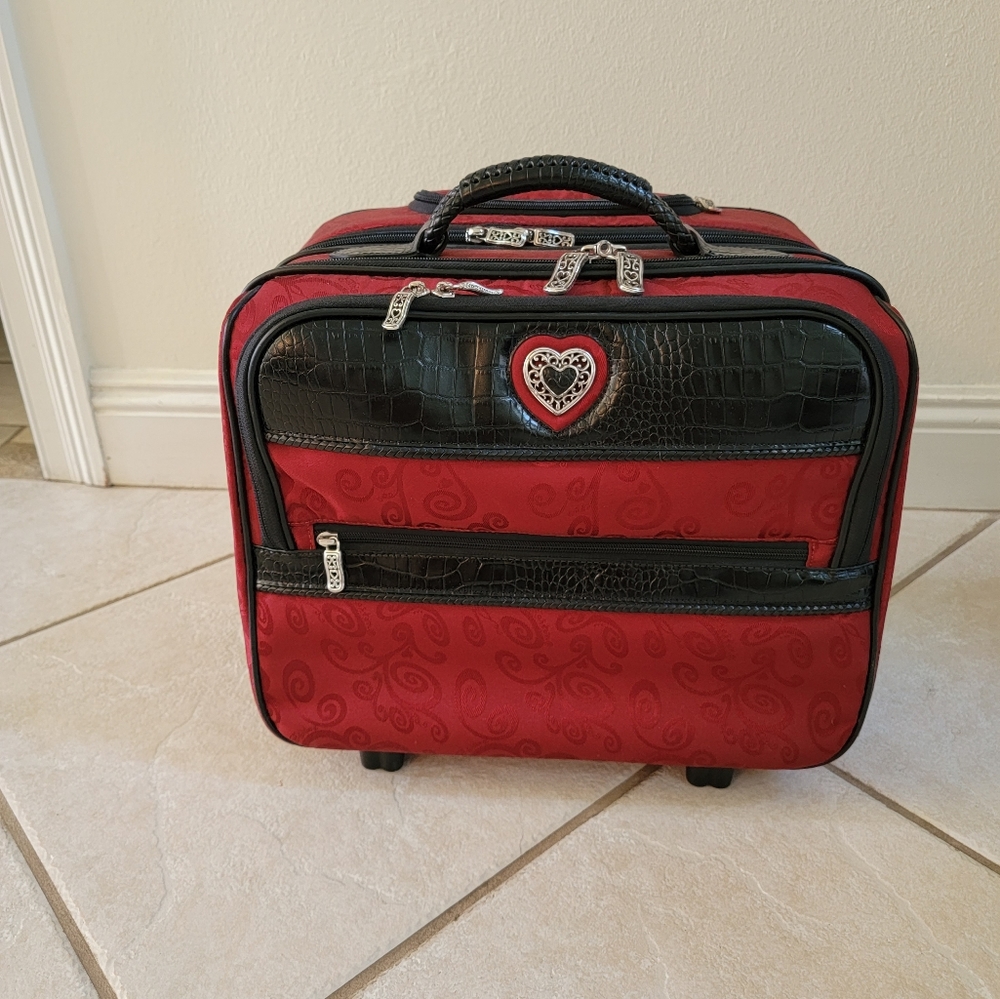 Brighton Red and Black Laptop Bag with Heart Accent